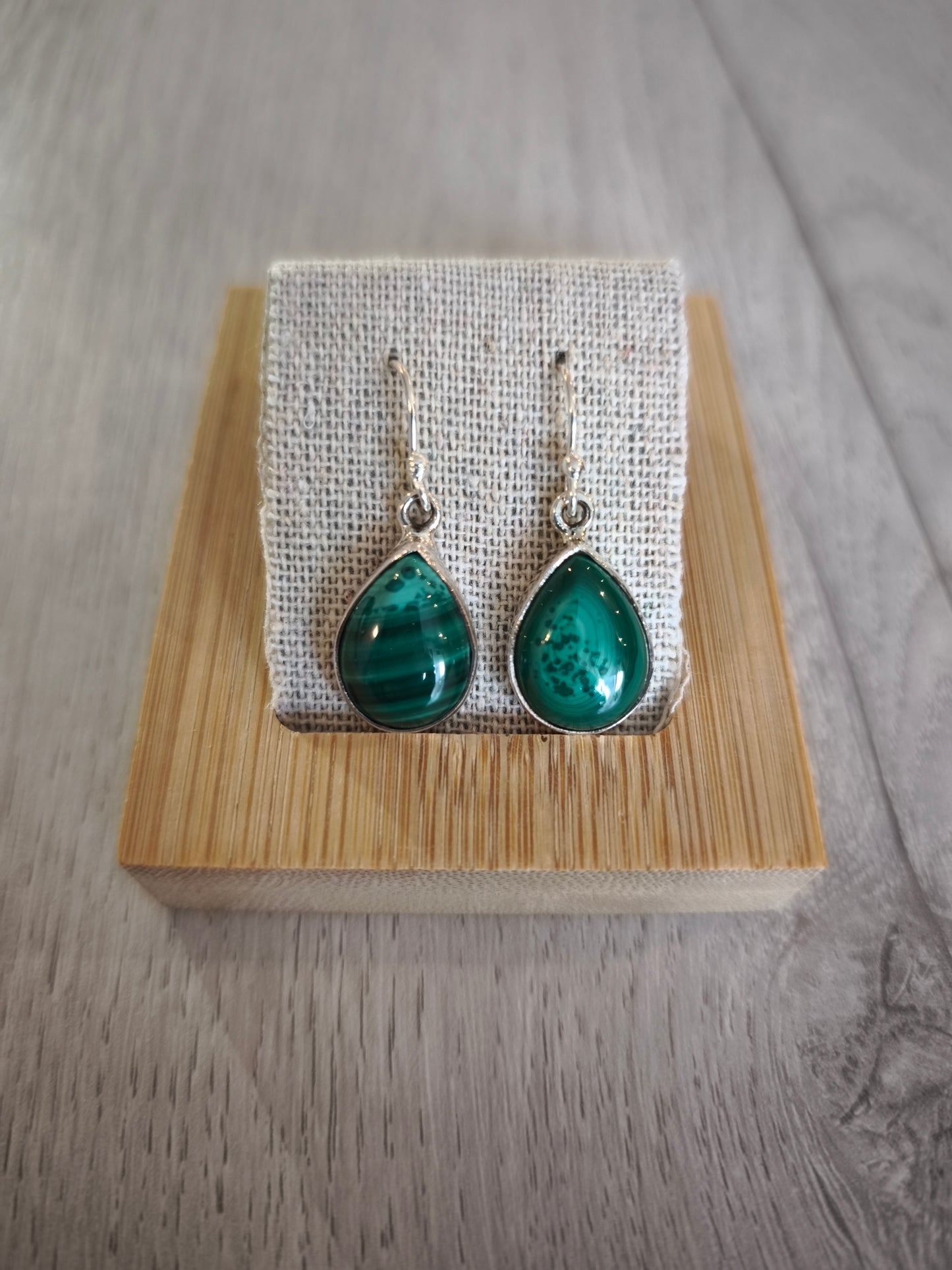 Boucles d'oreilles argent 925 Malachite A