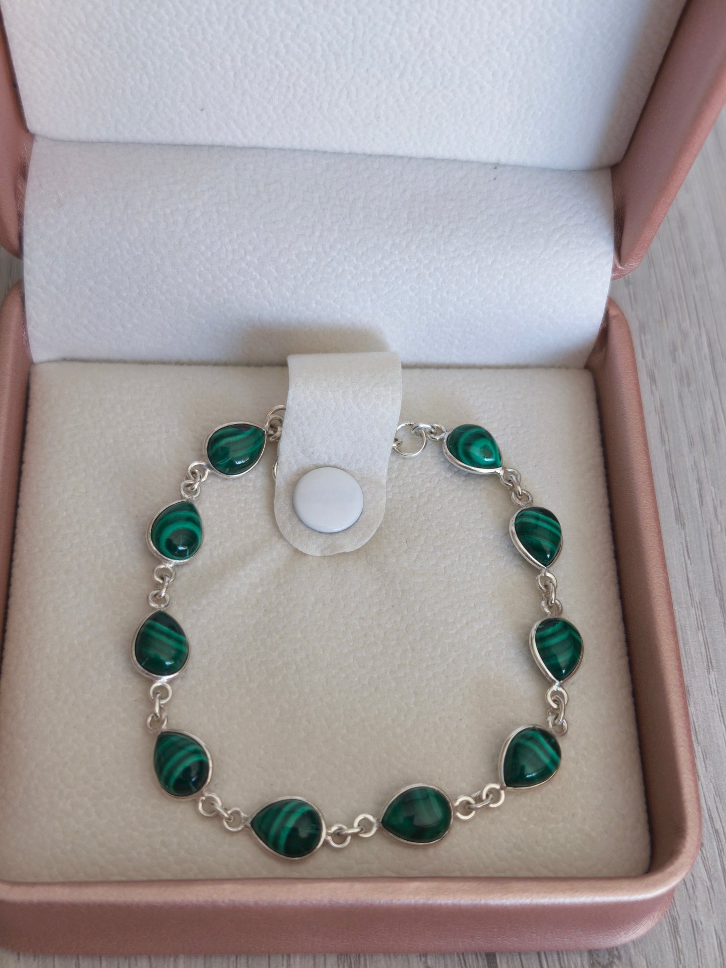 Bracelet argent 925 Malachite AA