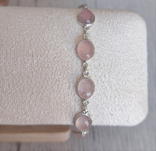 Bracelet argent 925 Quartz Rose AA