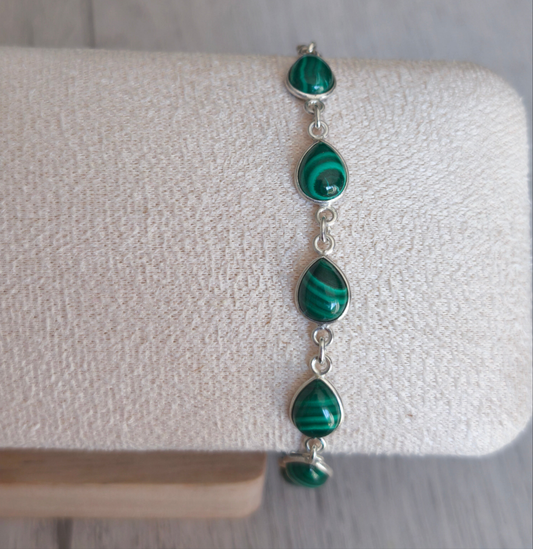 Bracelet argent 925 Malachite AA