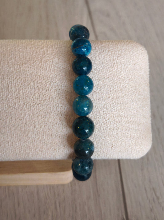 Bracelet 10mm Apatite bleue A+