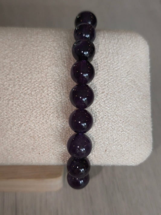 Bracelet boule 10mm Améthyste Uruguay A+