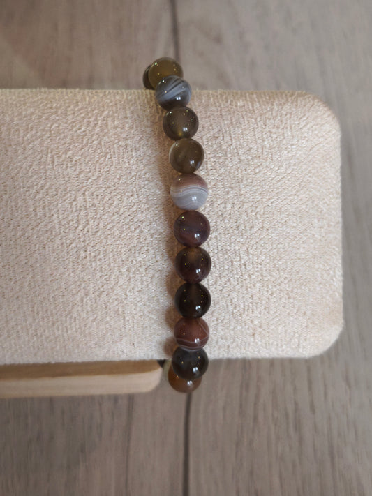 Bracelet boule 0,8mm Agate Bostwana AA