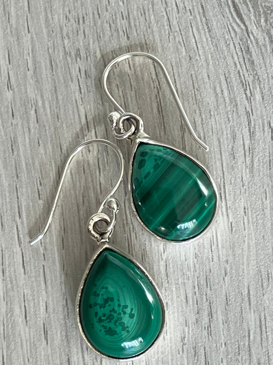 Boucles d'oreilles argent 925 Malachite A