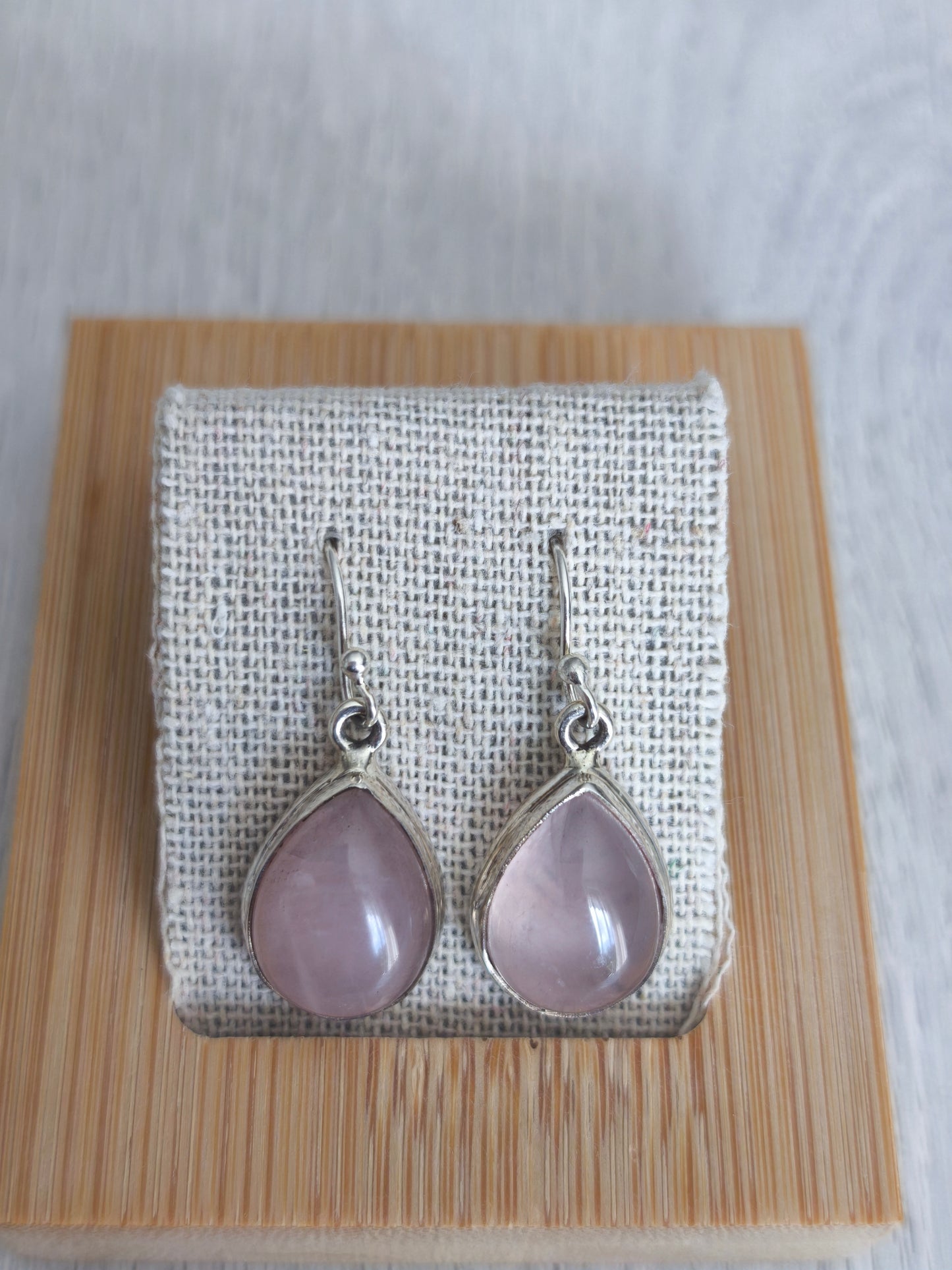 Boucles d'oreilles argent 925 Quartz Rose AA