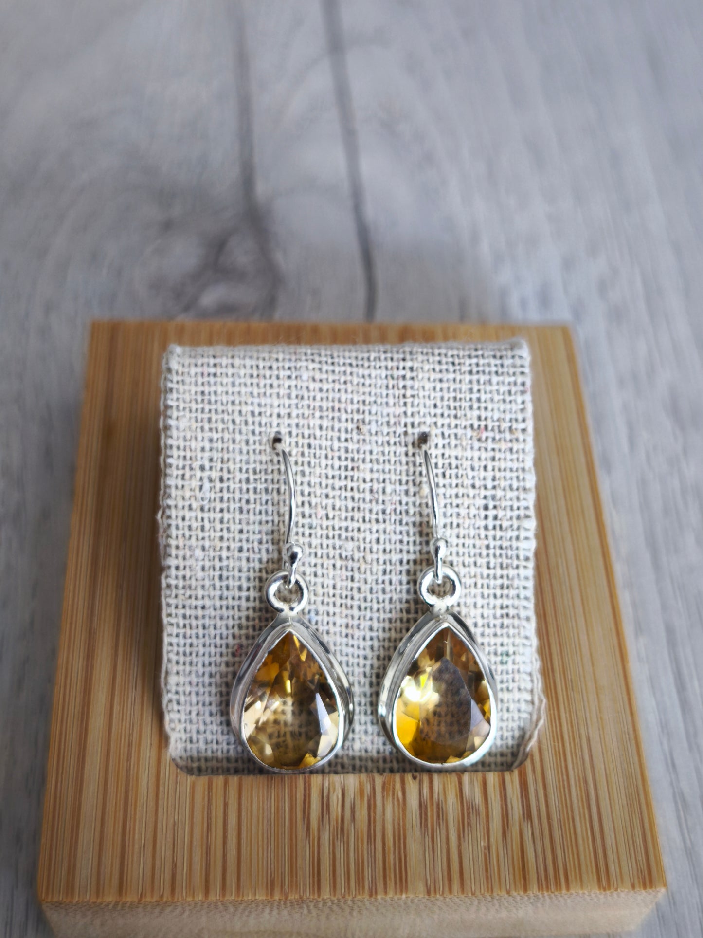 Boucles d'oreilles argent 925 Citrine Naturelle facetée AAA