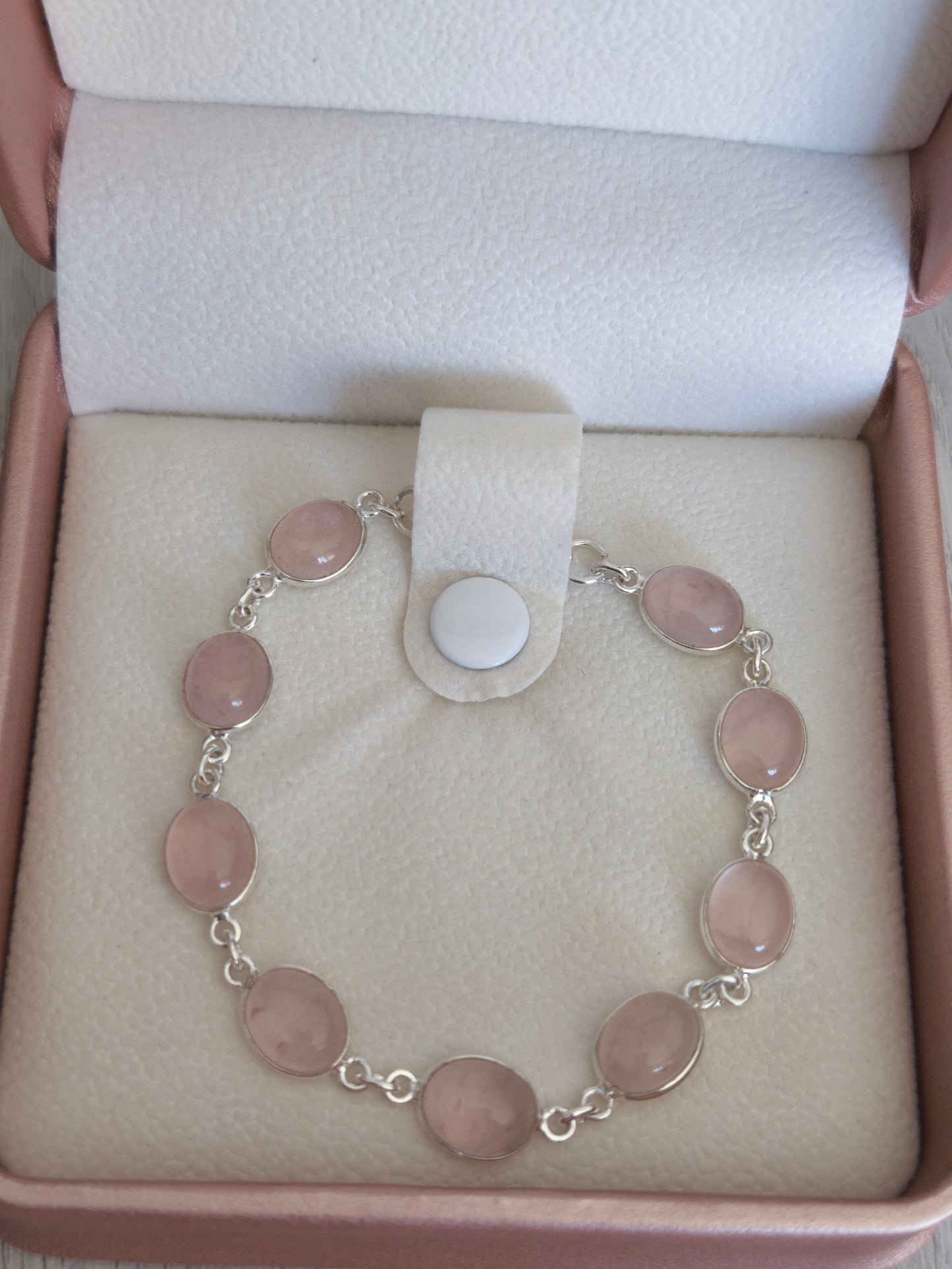 Bracelet argent 925 Quartz Rose AA